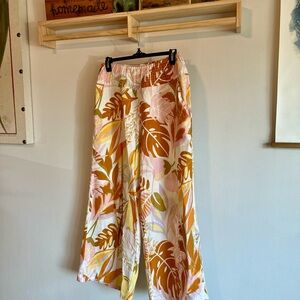 Tahari Floral Wide Leg Pants - Pink, Orange, Yellow